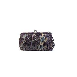 NEW Chiocciola Snakeskin Convertible Clutch Purple Chain Purse